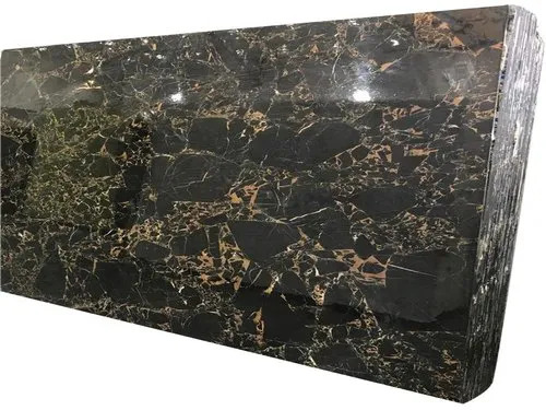 Rectangular Black Marble Dining Table Top - Color: White