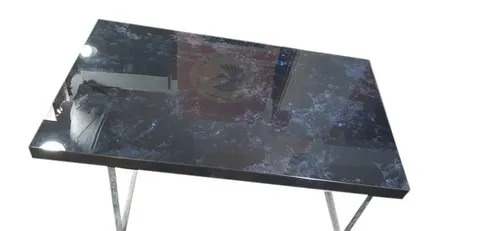 Elegant Polished Marble Table Top - Rectangular, 19mm Thick, Dark Blue with Sturdy Design, Easy to Clean, Perfect for Dining Decor