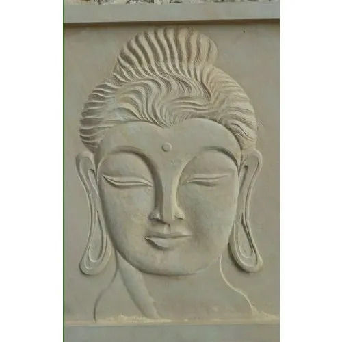 Sturdy Construction Long Life Span Wall Mounted Buddha Design Stone Wall Panel