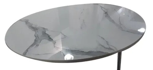White Round Composite Marble Table Top - Color: Dark Blue