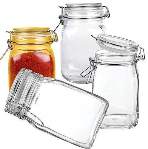 1500 ML Transparent Food Grade Safe Square Shape Glass Jar With Hermetic Seal