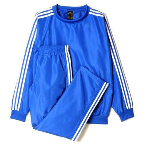 Blue Comfort Fit Plain Design Polyester Quick Dry Men Sportswear Track Suit Set