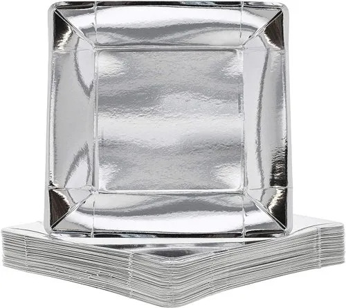 Disposable Square Silver Foil Paper Plate For Events And Parties By M/S SUMBUL TRADERS