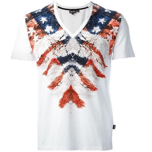 Multi Color Cotton Fabric Half Sleeves V-Neck Casual Wear Men'S Printed T-Shirt