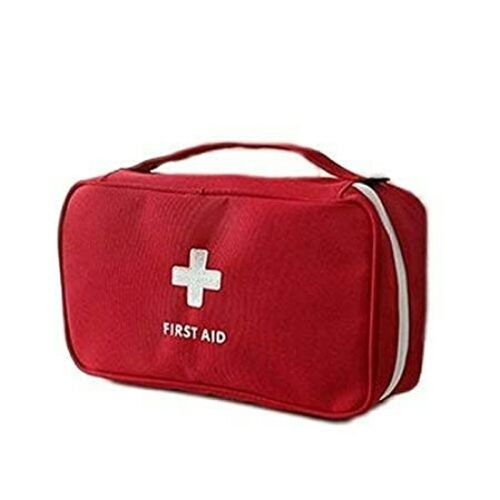 Rectangular Shape Polyester Zipper Red Medical Kit Pouch Bag