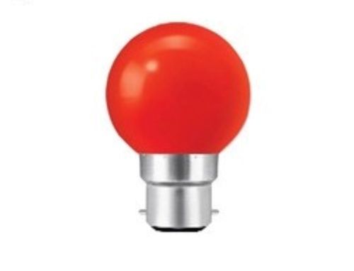 Red 0.5 Watt Energy Efficient Round Shape Glass And Aluminum Small Size Night Bulb