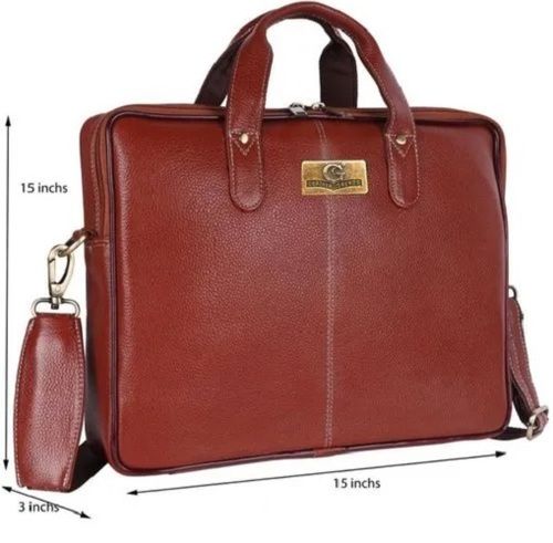 15 x 15 x 3inch and 20Kg Capacity Waterproof Brown Leather Office Bag