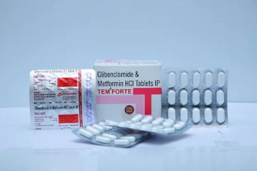 TEM FORTE Glibenclamide And Metformin HCL Anti-Diabetic Tablet, 10x15 Blister