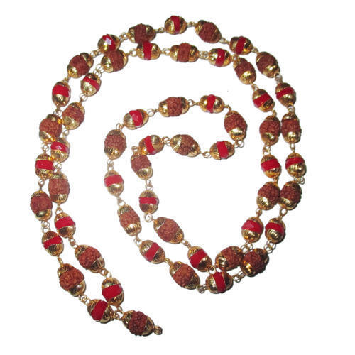5 Face And Round Shape Rudraksha Mala With Caps For Chanting Mantra And Prayer