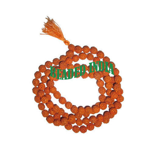 5 Mukhi And Round Shape 10 Mm Dyed Knotted Rudraksha Mala For Spiritual Purpose