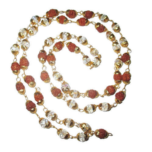 5 Mukhi And Round Shape Rudraksha Mala With Caps For Chanting Mantra And Prayer