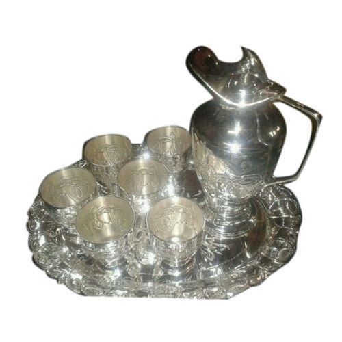 Antique Look Shiny Finish Silver Tea/Drink Set For Residential Use