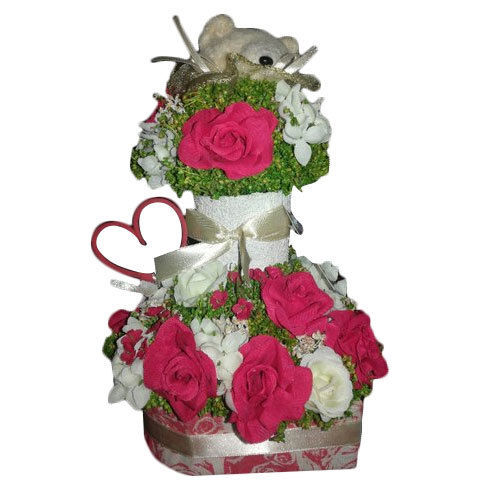 Artificial Roses Bouquet With Teddy For Home, Wedding, Party Decorations