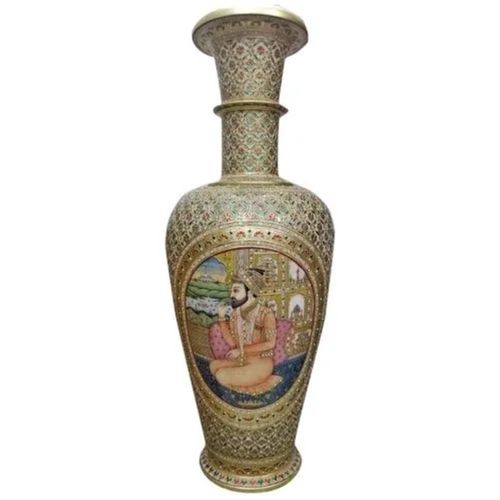 Gold Customizable Indian Style Handcrafted Marble Flower Pot For Home Decor