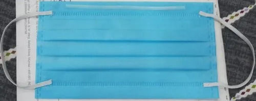 Disposable Type Blue Color 3 Ply Face Mask With Ear Loop And Nose Pin