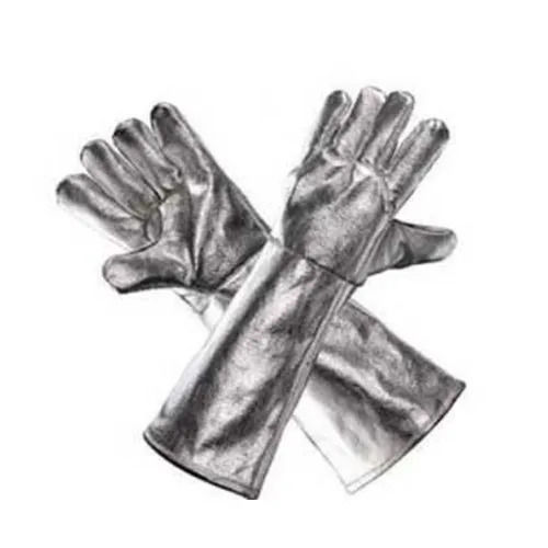 Extra Large Full Fingered Plain PU Material Aluminised Hand Gloves for Heat Protection