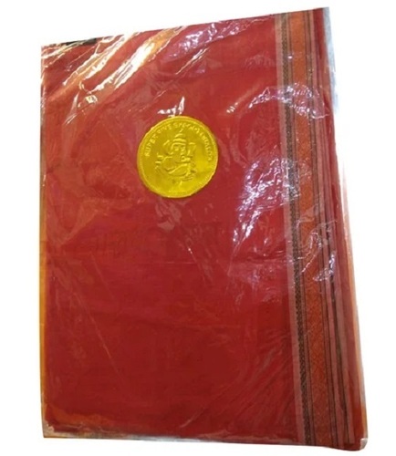 Hand Wash Type Plain Red Color Cotton Dhoti With Anti Wrinkle Properties