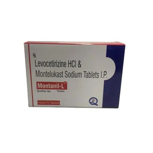 Montanil-l लेवोसेटिरिज़िन Hcl और मोंटेलुकास्ट सोडियम टैबलेट, 10x2x10 ब्लिस्टर