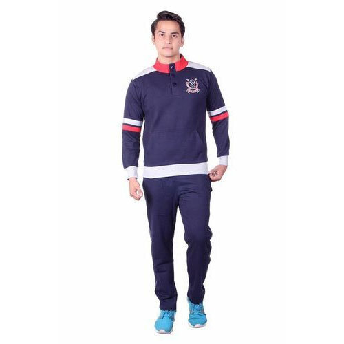 Multi Color Plain Pattern Cotton Material Collar Neck Tracksuits For Men