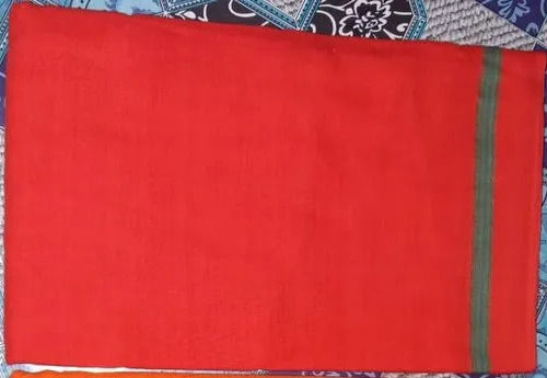 Plain Red And Orange Color Cotton Gamcha For Unisex With 140 Cm Length