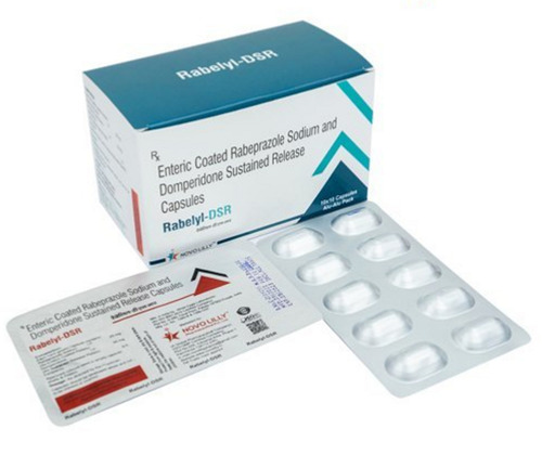Enteric Coated Rabeprazole Sodium and Domperidone Sustained Release Capsules - 10x0 Pack | Used for Gastroesophageal Reflux Disease and Peptic Ulcer Treatment, Prescription Use, Suitable for Adults