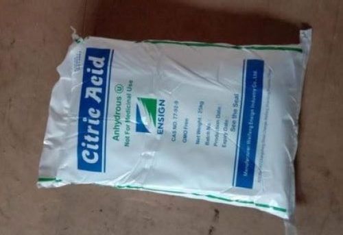 Industrial Citric Acid Crystal 25 Kg Bag Packaging