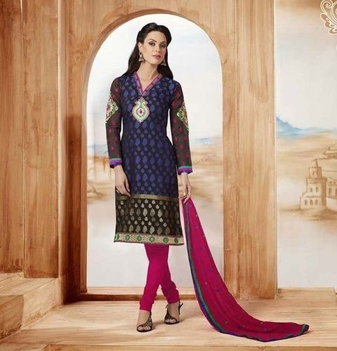 Ladies Printed Cotton V Neck Long Sleeves Casual Wear Salwar Suit Set