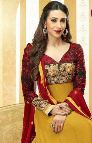 Ladies Printed Sweetheart Neck Long Sleeves Party Wear Bollywood Replica Suit