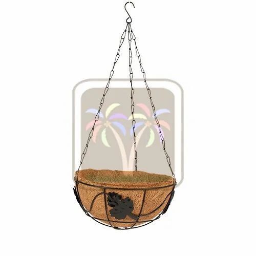 Round Coco Liner Hanging Baskets With Mild Steel Frame Material And 10 Inch Size