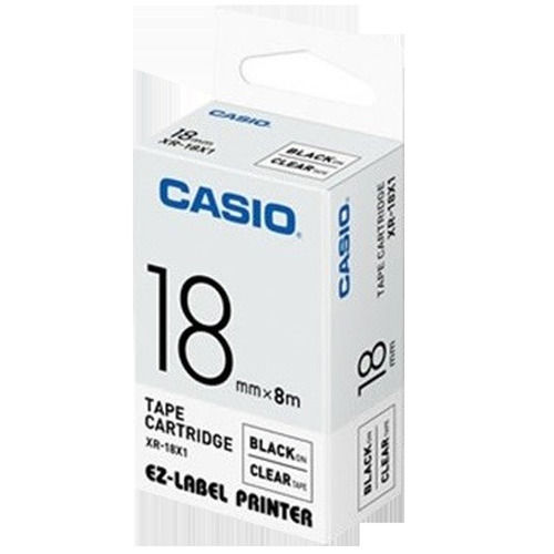 Casio XR-18WE1 Label Printer Tape (Black and Clear)