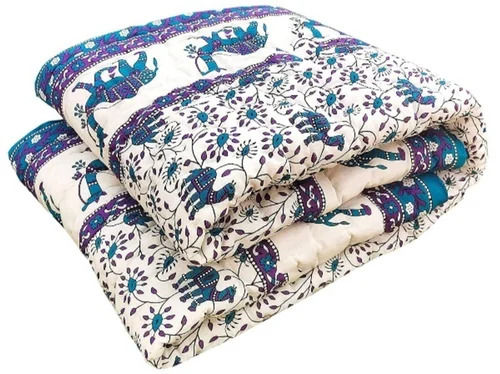 Printed Design Silk Jaipuri Quilts For Double Bed