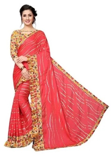 Ladies Regular Fit Ruffle Silk Saree - 6 Meters with Blouse Piece, Breathable and Quick Dry | Highly Absorbent, Skin-Friendly, Perfect for Casual Occasions