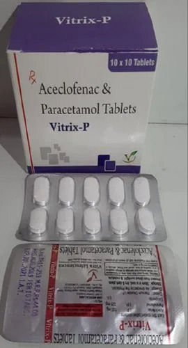 VITRIX-P Aceclofenac And Paracetamol Tablets, 10x10 Blister