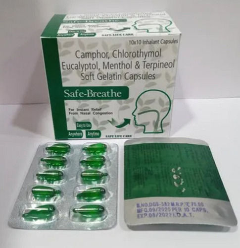 Camphor Chlorothymol Eucalyptol Menthol And Terpineol Soft Gelatin Capsules, 10x10 Capsules Blister Pack