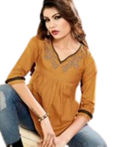 Multi Color 3/4th Sleeves Cotton Fabric Casual Wear Ladies Western Tops 