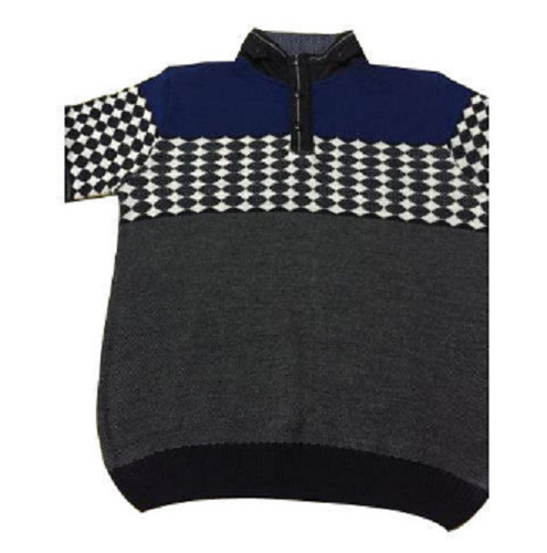 डार्क ग्रे शॉर्ट स्लीव सॉफ्ट और वॉशेबल वूलन वार्म डिज़ाइनर स्वेटर