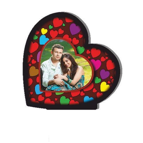 Glass Designer Heart Shape Led Photo Frame For Gifting And Decoration 