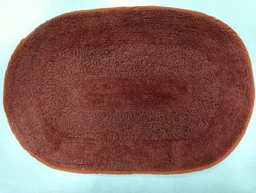 Hand Wash Type Plain Brown Color Oval Shape Cotton Foot Mat