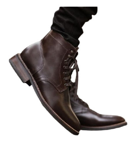 Multi Color Lace Up Closure Leather Daily Wear Boots For Men