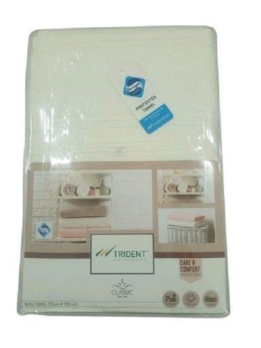 White Color And Cotton Fabric Plain Bath Towel With 500 Gm Weight