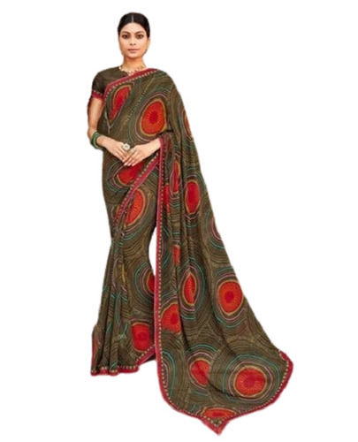 5.5 Meter Long Bollywood Style Party Wear Printed Georgette Saree For Ladies