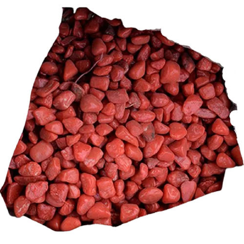 Natural Polished Oval Red Solid Surface Pebble Stone For Decoration 