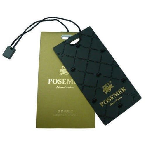 Black Rectangular Biodegradable Recyclable Offer Printing Design Garments Tag