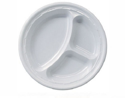 10 Inches Plain Round 3 Compartment Disposable Dinner Paper Plate For Party And Events