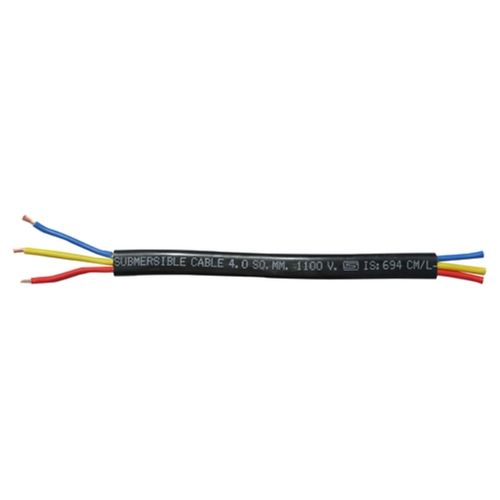 Black 3 Core Pvc Insulated Copper Core Solid Conductor Submersible Cable