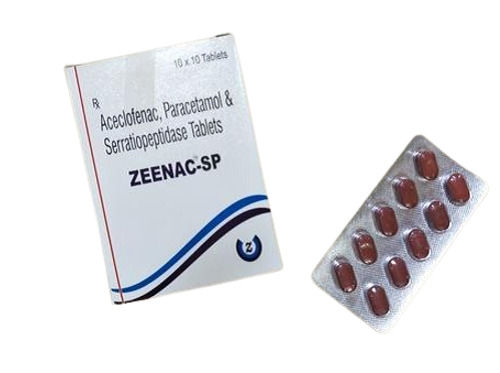 White Aceclofenac, Paracetamol And Serratiopeptidase Tablets