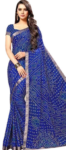 Appealing Look Traditional Lace Border Zari Work Chiffon Printed Bandhani Saree