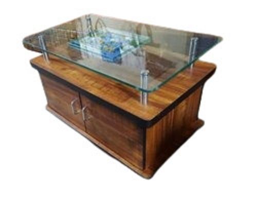 Easy To Install Modern Indian Style One Piece Glass Wooden Coffee Table