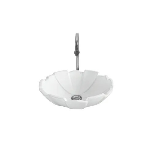 Ceramic Wash Basin - 18 Inch Polished, Elegant Flower Shape Design | Easy To Clean, Crack Resistant, Longer Functional Life