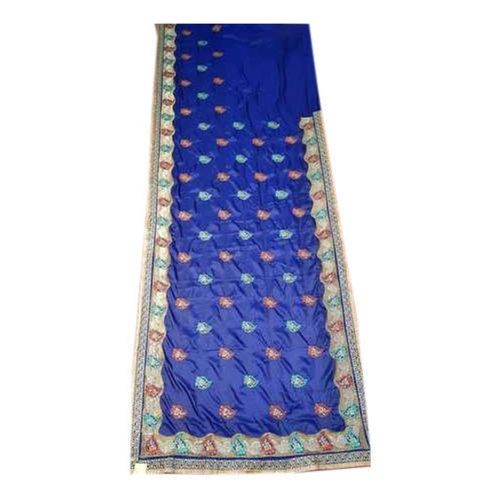 Blue Hand Embroidery Work Party Wear Cotton Silk Saree For Ladies